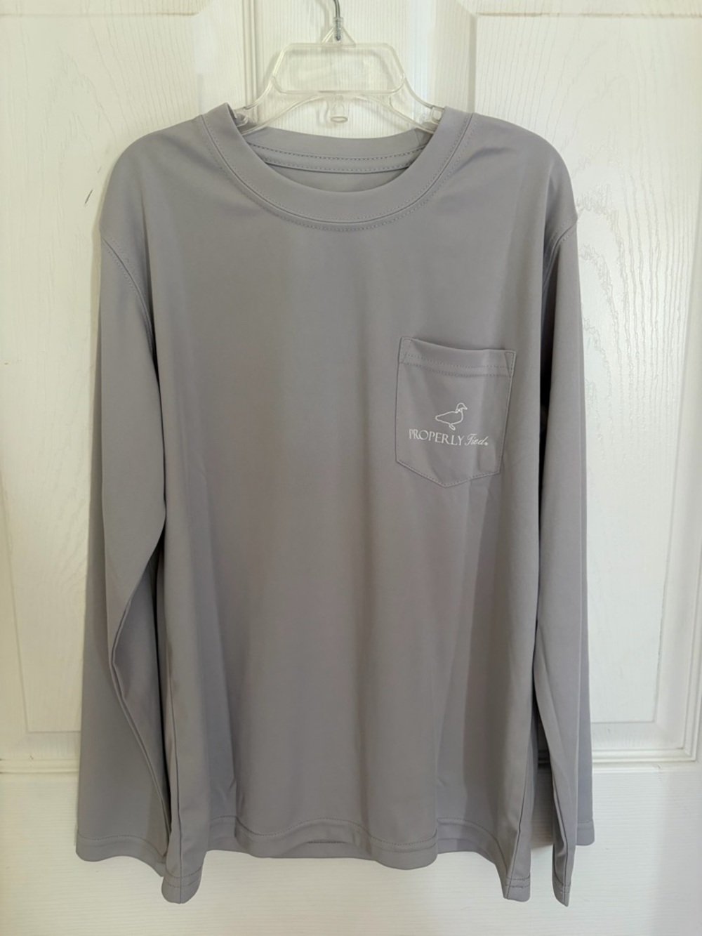 Properly Tied Long Sleeve Pocket Tee - Light Gray